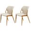 Kit 2 Cadeiras Dolce Domann Design Assento e Encosto em Linho Off White e Base Aco Laminado